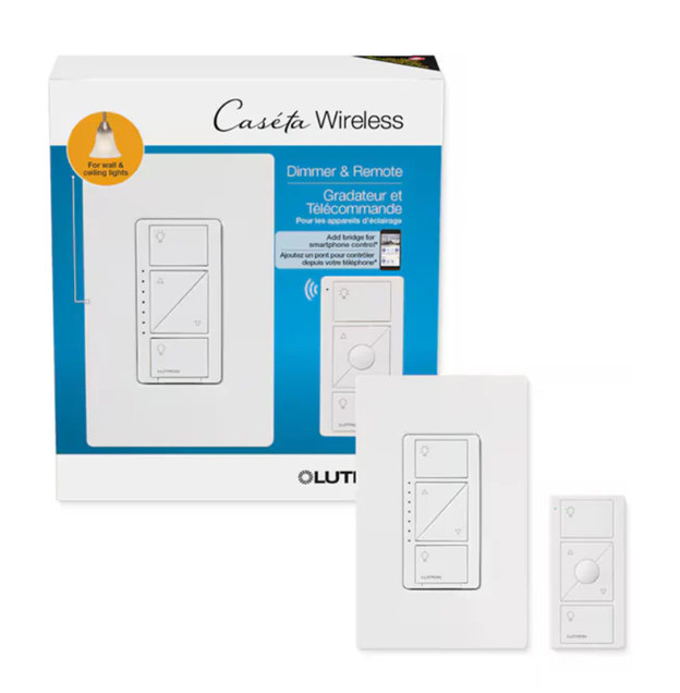 Lutron Caseta Wireless Lighting Dimmer Switch with Remote (White)