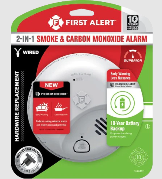 First Alert Hardwire Interconnect Smoke & CO Alarm with 10-Year Lithium Battery Backup