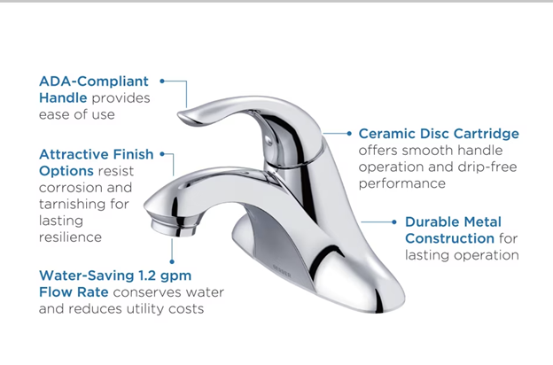 Viper™ Single Handle Centerset Bathroom + Metal Touch-Down Drain (Installed Price)
