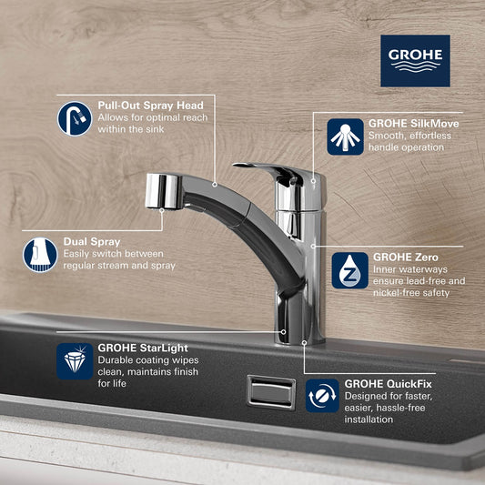 Eurosmart™ Single Handle Pull Out Kitchen Faucet (Installed Price)