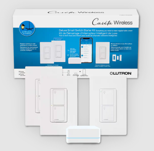 Lutron Caseta Smart Switch (2-Pack) with Smart Hub and Remote (White)