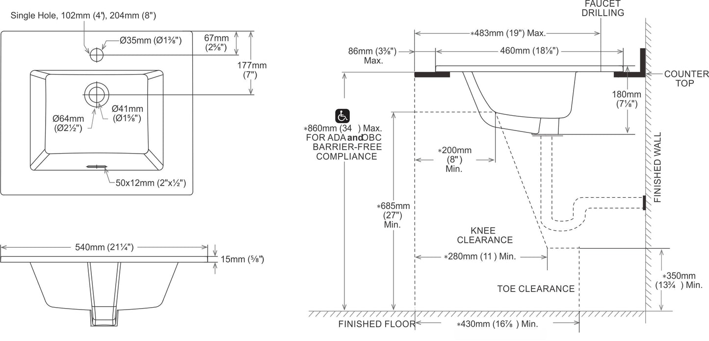 Loland: Drop in Sink with Single Hole Drilling by Contrac (Installed Price)