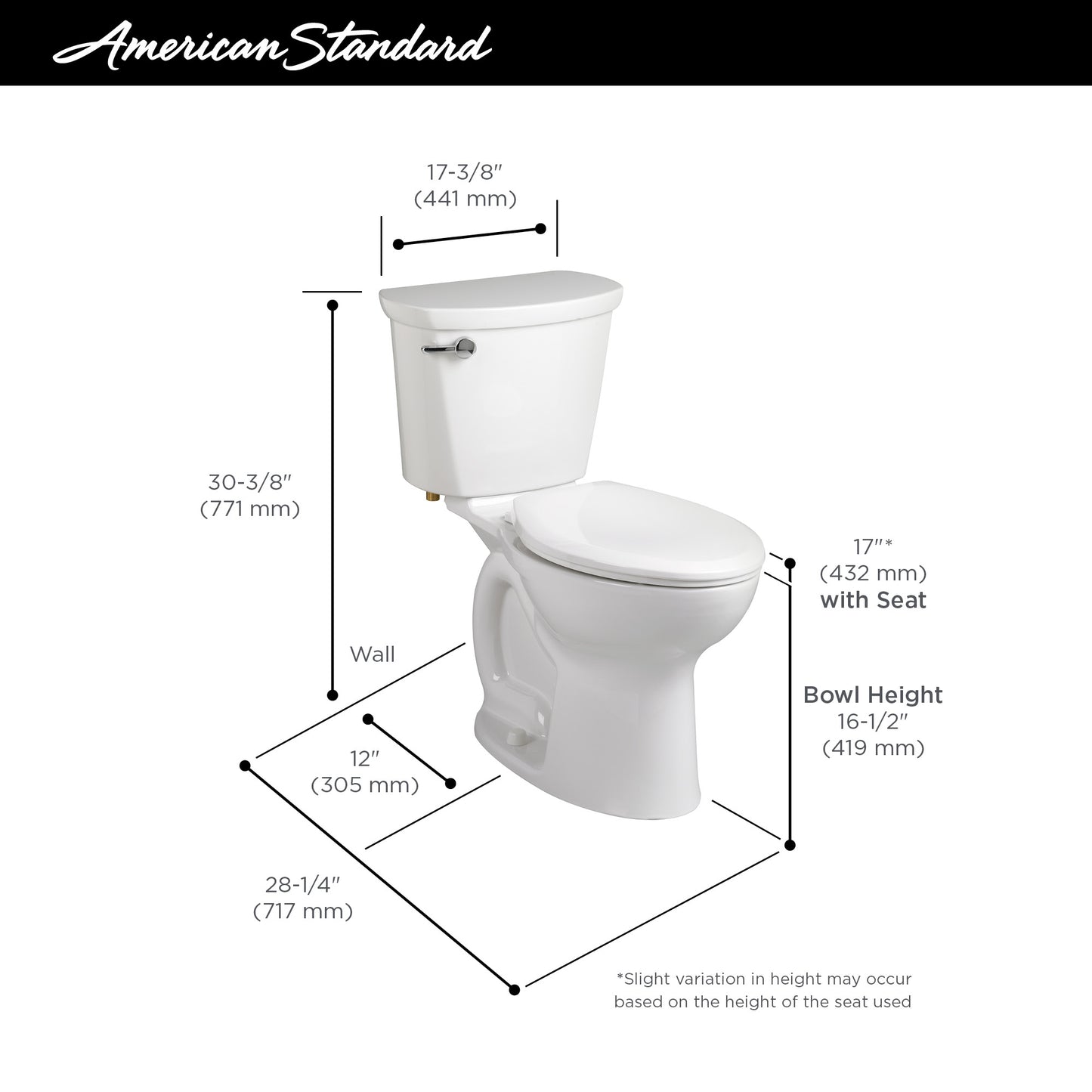 Cadet PRO:   2 Piece 4.8 Lpf Chair Height Toilets (Installed Price)