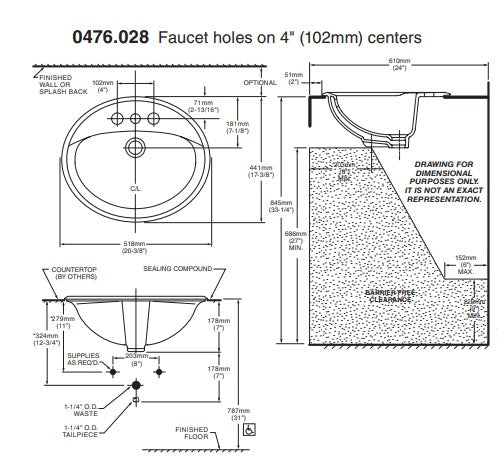 Aqualyn™ Drop-In Sink With 4-Inch Centerset (Installed Price)