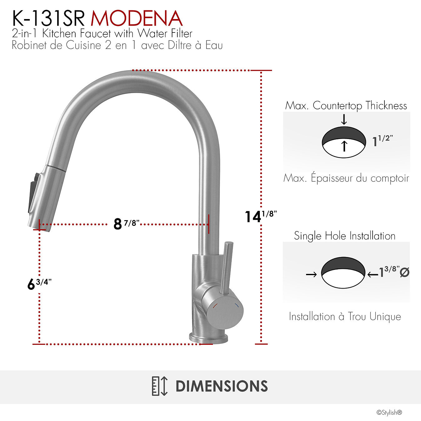 Single Handle Pull Down Kitchen Faucet with Reverse Osmosis - Installed Price