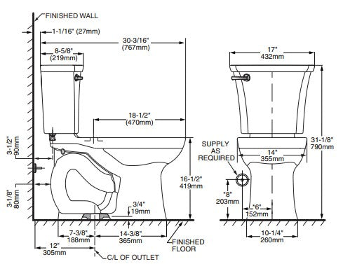 Edgemere:  2 Piece 4.8 Lpf Chair Height Elongated Toilet (Installed Price)