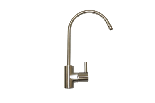 Faucet RO 0.25in Brush Nickel Goose Neck Ceramic Modern (EXCALIBUR REPAIR PART)