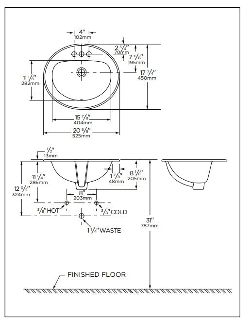 Drop-In Sink With Single Hole for Faucet (Installed Price)