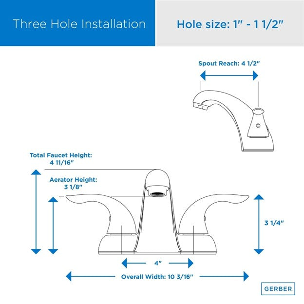 The Viper 2 Handle Faucet by Gerber (Installed Price)