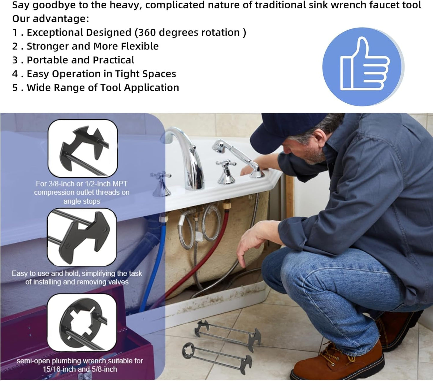 Tight Space Faucet and Toilet Installation Helper