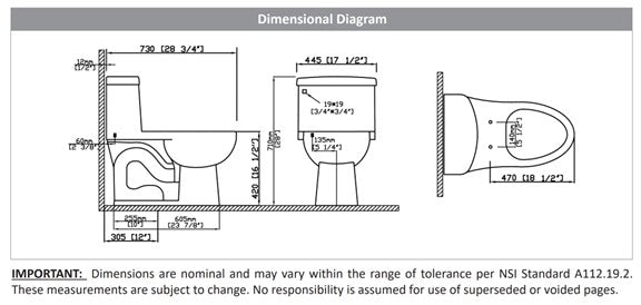 RIOSE: 1 Piece Elongated Toilet with Slow-Closing Seat (Installed Price)