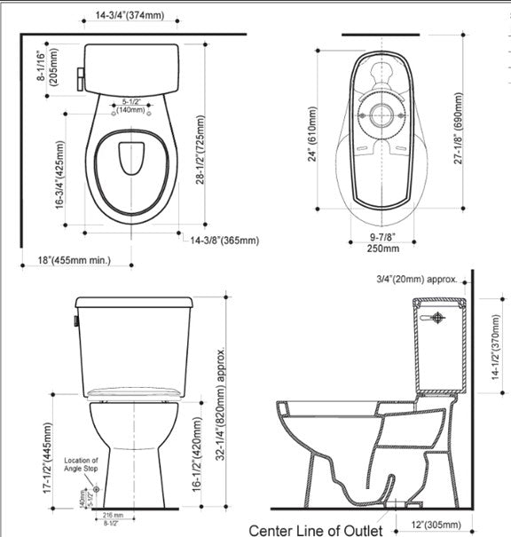 No Clog II:  2 Piece 3 Lpf Chair Height Elongated Toilet (Installed Price)