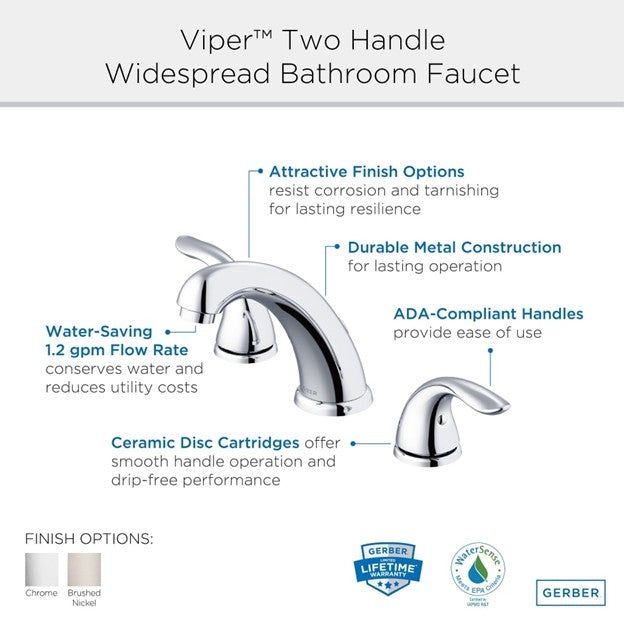 Viper Widespread 2 Handle Lavatory Faucet in Chrome (Installed Price)