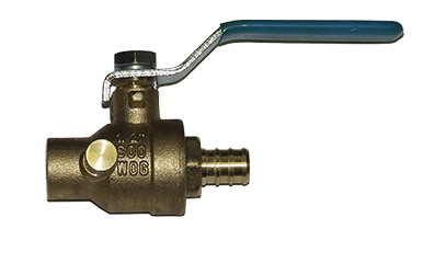 1/2" Ball Valve:  SWEAT TO PEX W / Drain