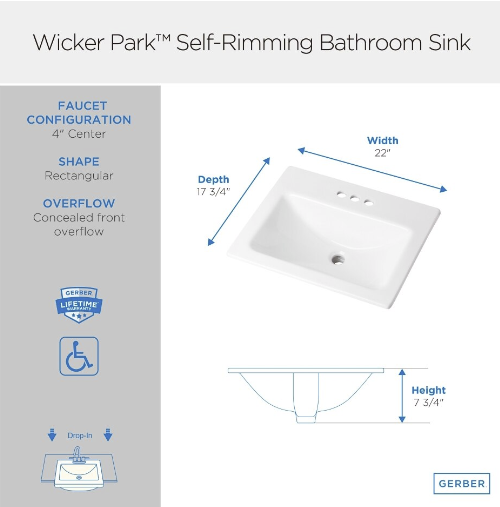 Wicker Park™ Rectangular Drop In Sink (Installed Price)